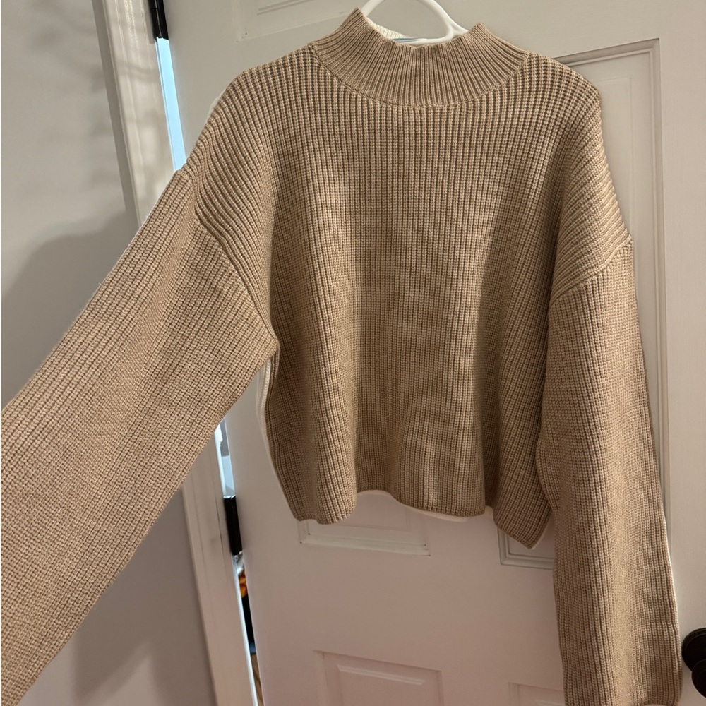 Women’s Mock Neck Chunky Knit Sweater - Beige